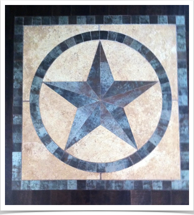 36" Texas Star Framed and Bordered Set in Hardwood Floor 36" Texas Star Framed and Bordered Set in Hardwood Floor