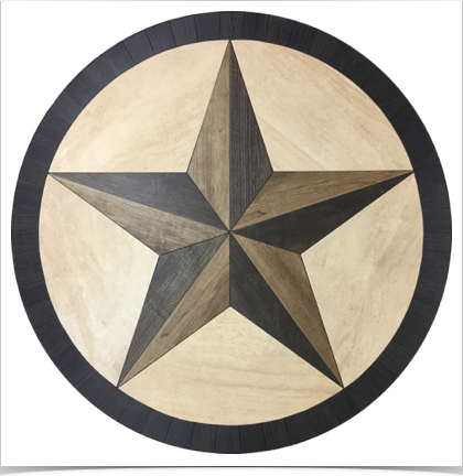 42" Wood-Look Texas Star Made From Porcelain Tile Planks 42" Wood-Look Texas Star Made From Porcelain Tile Planks